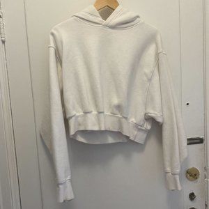 Aritzia Cropped White Hoodie